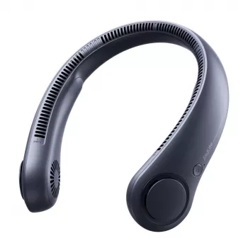 JISULIFE Neck Fan 3 Dark Blue - 5000mAh nešiojamas bekontaktis ventiliatorius su 5 greičiais, LED ekranu, USB-C