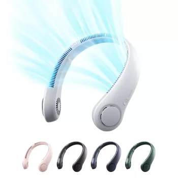 JISULIFE Neck Fan 3 Grey – Nešiojamas bekontaktis ventiliatorius su 4000 mAh baterija, 5 greičiais, USB-C