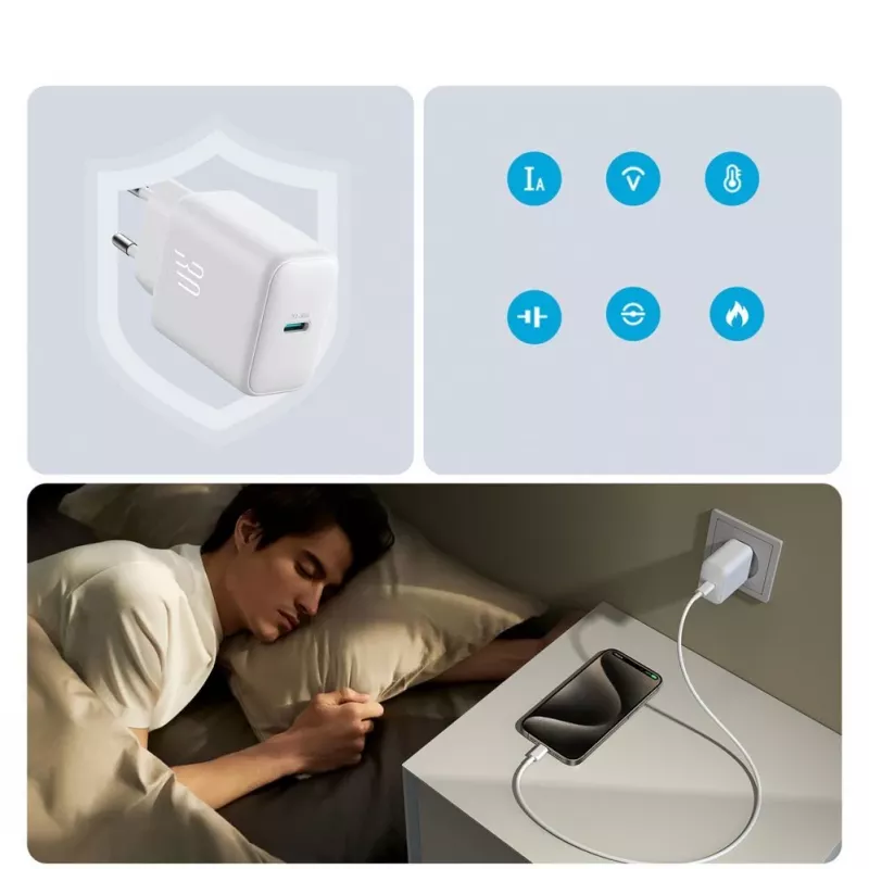 JOYROOM JR-TCF24_SET 10000mAh 22,5W USB-C Power Bank su įmontuotu kabeliu