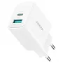 Joyroom 20W dviejų prievadų (USB-A + USB-C) įkroviklis su EU kištuku, baltas