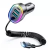 Joyroom 4-in-1 Fast Car Charger PD QC3.0 AFC FCP su 1,6 m 57 W Lightning kabeliu, juodas
