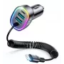 Joyroom 4-in-1 Fast Car Charger PD QC3.0 AFC FCP su 1,6 m 57 W Lightning kabeliu, juodas