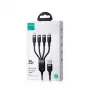 Joyroom 4-in-1 USB-A į 2x Lightning / USB-C / Micro USB krovimo laidas, 3,5A, 1,2m, juodas (A18 serija)