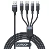 Joyroom 4-in-1 USB - Lightning/ Type-C/ Type-C/ Micro USB laidas Multi-Color Series A18, 3,5A, 1,2m, juodas (S-1T4018A18c)