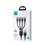 Joyroom 4-in-1 USB - Lightning/ Type-C/ Type-C/ Micro USB laidas Multi-Color Series A18, 3,5A, 1,2m, juodas (S-1T4018A18c)