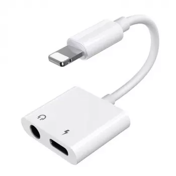 Joyroom Adapter Lightning to Lightning/3.5mm Mini Jack, 0,12 m, baltas (S-Y104)