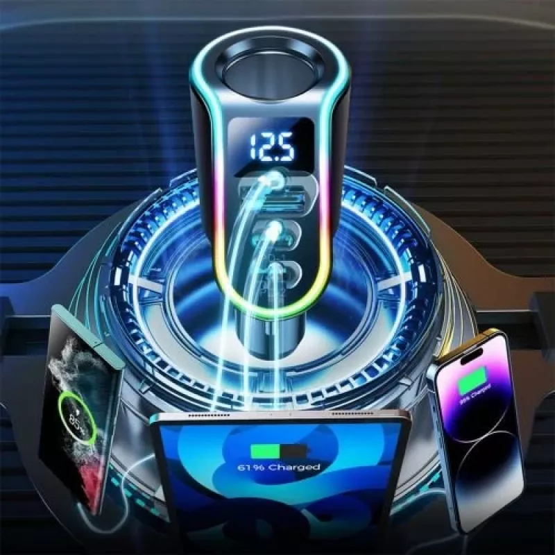 Joyroom Automobilinis įkroviklis 4-in-1 Bluetooth FM siųstuvas PD 150W Juodas (JR-CL21)