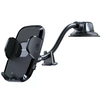 Joyroom automobilinis telefono laikiklis su lanksčia ranka prietaisų skydeliui ir stiklui, juodas