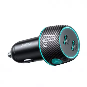 Joyroom JR-CCN02 Automobilinis įkroviklis 2x USB-C 70W su LED foniniu apšvietimu, juodas