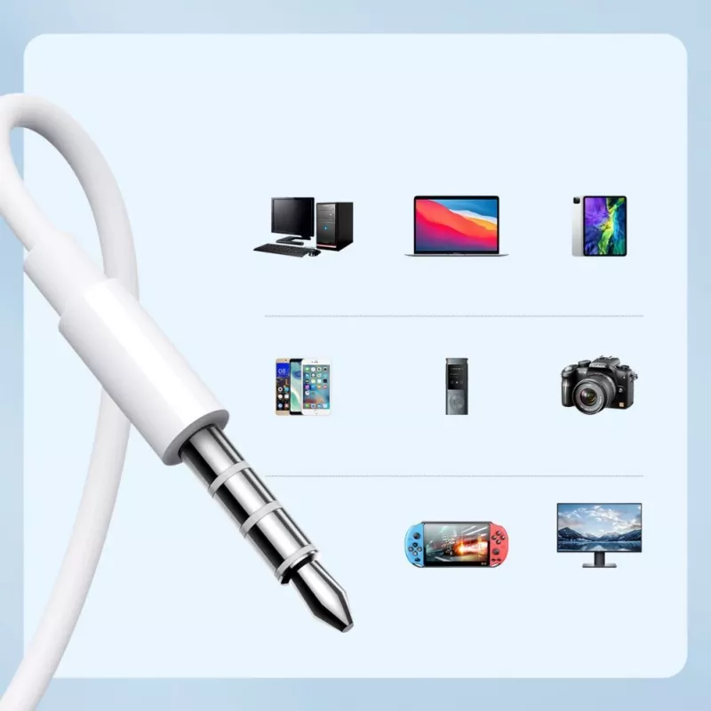 Joyroom JR-EW01 Į ausį įdedamos laidinės ausinės su mini jack ir nuotolinio valdymo pulteliu - Balta