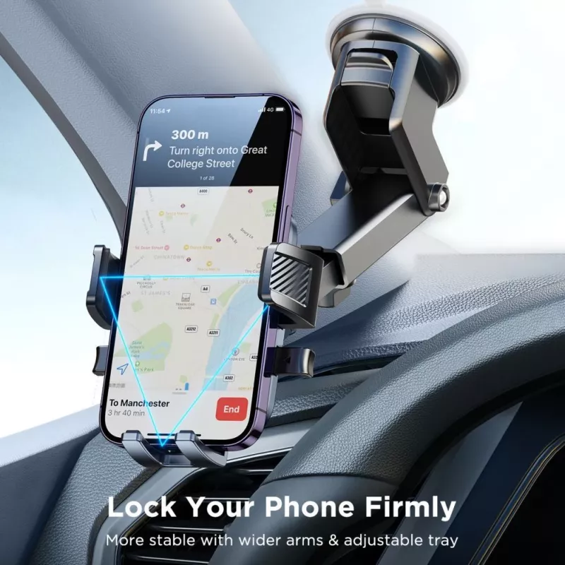 Joyroom JR-OK6 Automobilinis Telefono Laikiklis – Priedas prie Prietaisų Skydelio ar Priekinio Stiklo – Universalus 4,7–7,2 col. Išmaniesiems Telefonams – 360° Sukimasis – Juodas