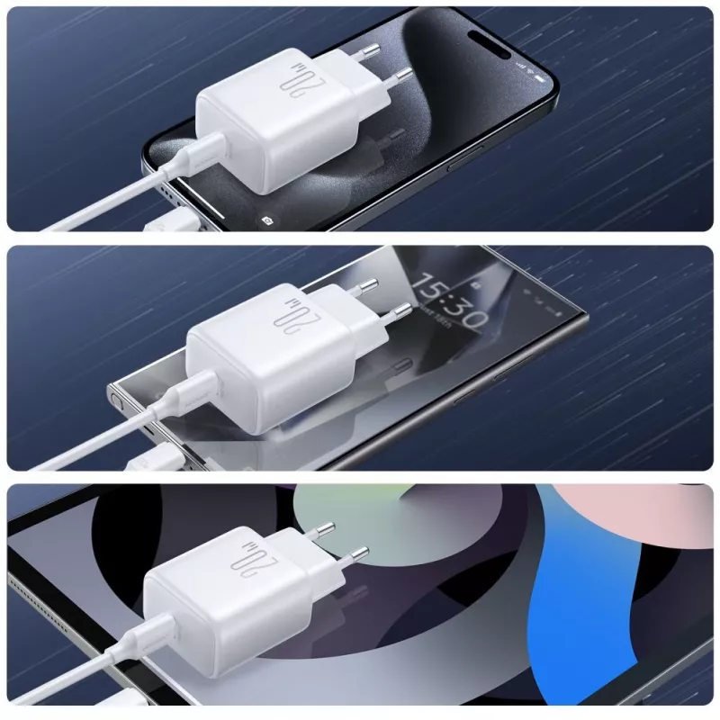 JOYROOM JR-TCF20 20W USB-C sieninis įkroviklis su USB-C į USB-C laidu (1 m)