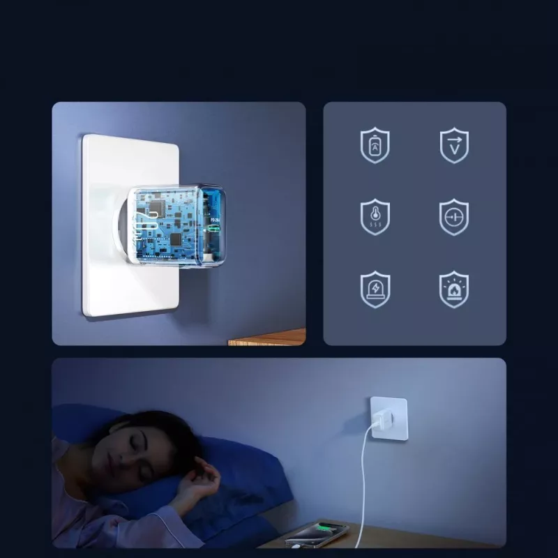 JOYROOM JR-TCF20 20W USB-C sieninis įkroviklis su USB-C į USB-C laidu (1 m)