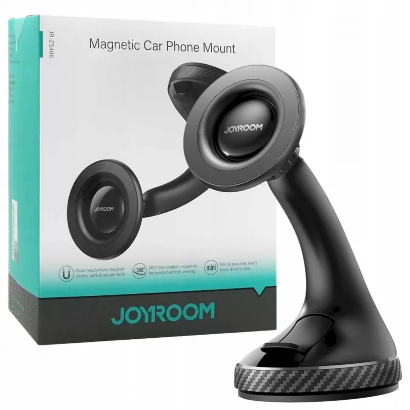 JOYROOM JR-ZS406-BLK magnetinis laikiklis automobilio priekiniam stiklui, 360° sukimasis, juodas
