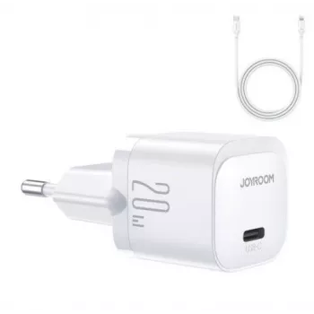 Joyroom Mini USB-C Įkroviklis 20W PD su USB-C – Lightning Laidu - Baltas JR-TCF02