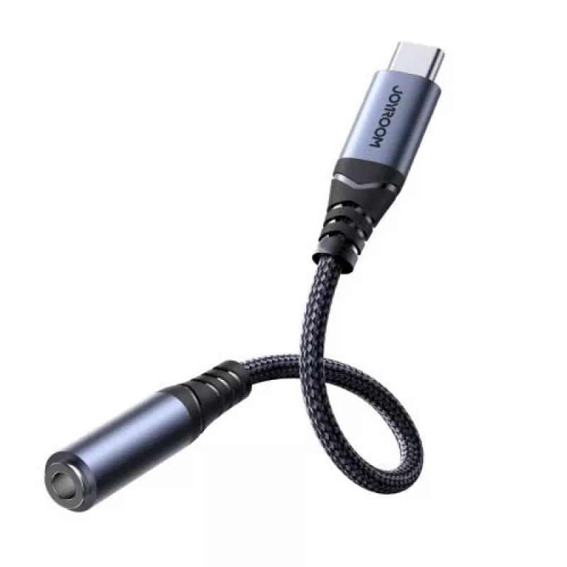 Joyroom SY-C01 USB-C į 3,5 mm garso adapteris su 60 W PD įkrovimu, 0,14 m, juodas