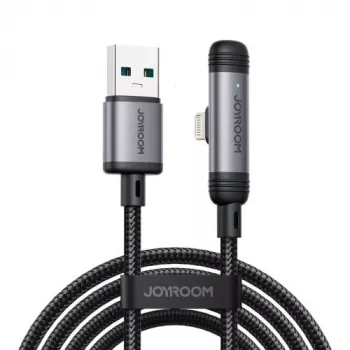 Joyroom USB-A į Lightning EnjoyX Series 90 laipsnių kabelis A56, 3A, 480Mbps, 1,2m, juodas (S-A56)
