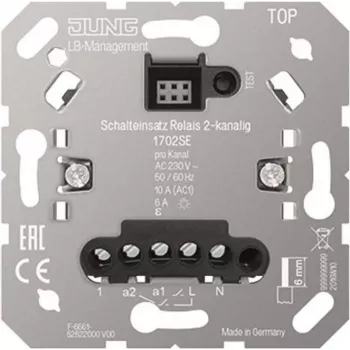 JUNG 1702SE relinio perjungimo įdėklas, 2 kanalų, 230 V AC, potencialo neturintys NO kontaktai, 10 A