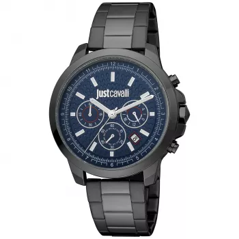 JUST CAVALLI MAN JC1G178M0075 44mm Kvarcinis Analoginis Laikrodis Nerūdijančio Plieno Milano Tinklelio Apyrankė Mėlynu Ciferblatu