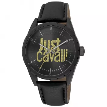 JUST CAVALLI MAN JC1G207L0035 42mm Mėlyno ciferblato odinis dirželis laikrodis