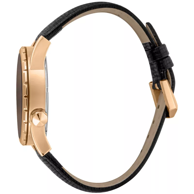 JUST CAVALLI MAN JC1G217L0035 kvarcinis analoginis laikrodis, 42 mm, juodas ciferblatas, nerūdijančio plieno korpusas, juodas odinis dirželis