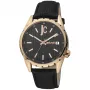 JUST CAVALLI MAN JC1G217L0035 kvarcinis analoginis laikrodis, 42 mm, juodas ciferblatas, nerūdijančio plieno korpusas, juodas odinis dirželis