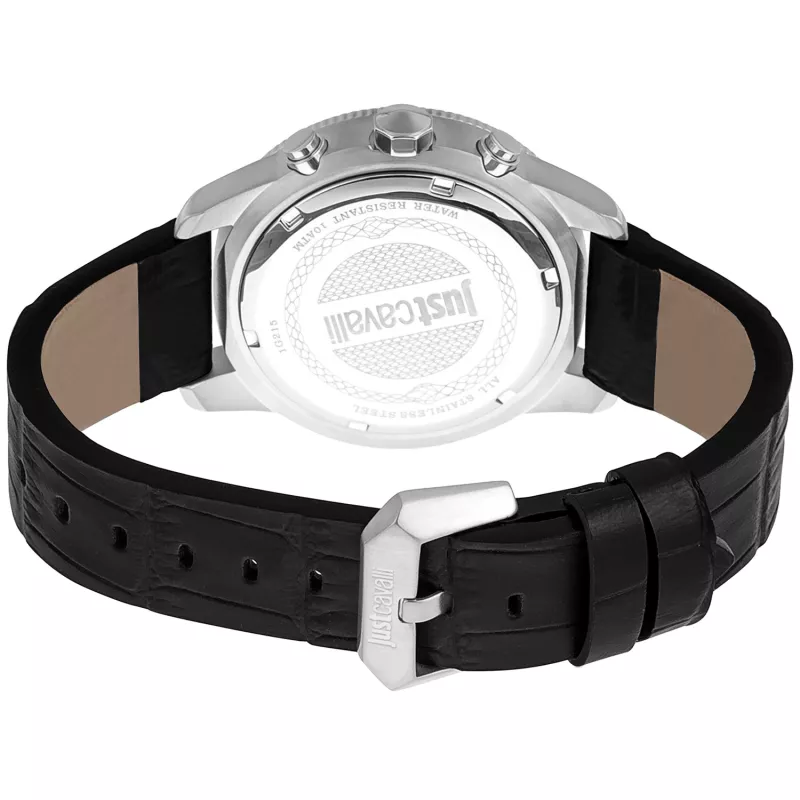 JUST CAVALLI MAN Laikrodis JC1G215L0015 42mm juodas ciferblatas, odinė apyrankė