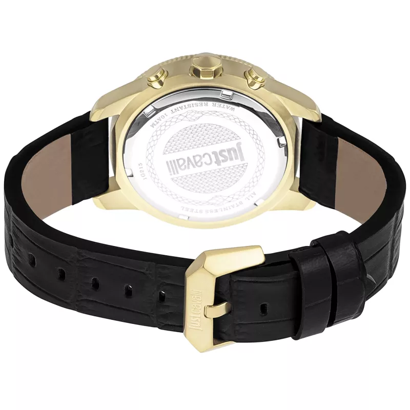 JUST CAVALLI MAN laikrodis JC1G215L0025 (42 mm) – juodas ciferblatas, odinis dirželis