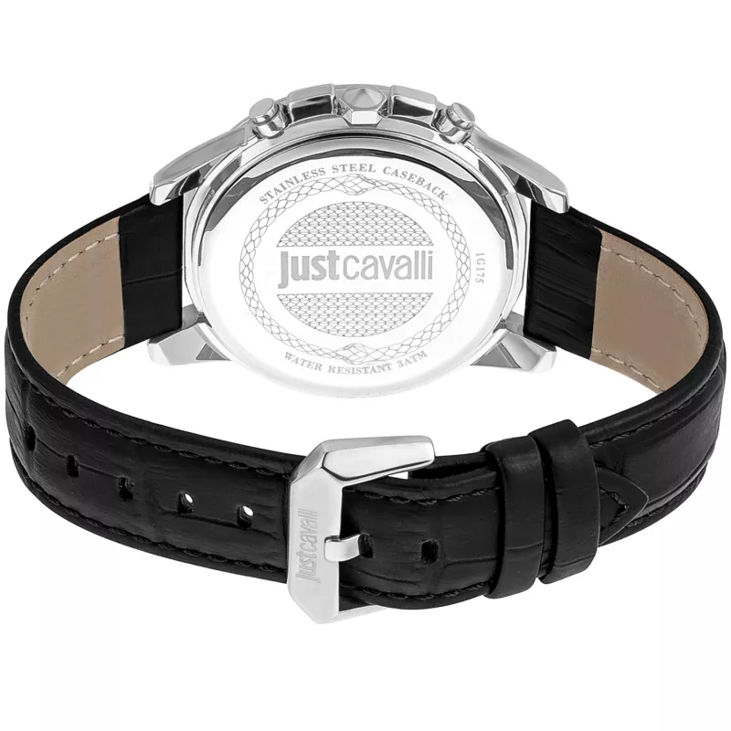 JUST CAVALLI Vyrų kvarcinis laikrodis JC1G175L0215 42 mm mėlynas ciferblatas odinė apyrankė