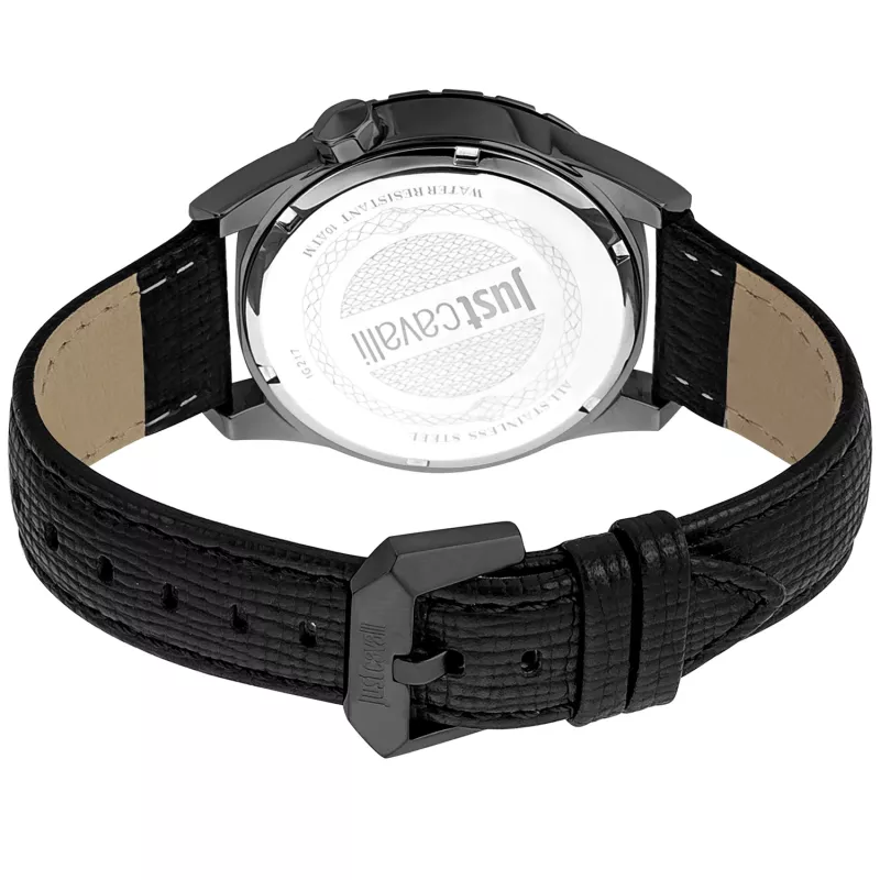 Just Cavalli vyrų laikrodis JC1G217L0045 42 mm juodas ciferblatas, odinė apyrankė