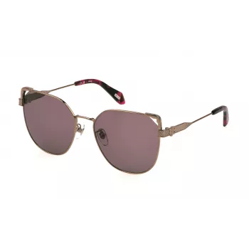 JUST CAVALLI moteriški akiniai nuo saulės SJC042-580A39 Havana rudi drugelio formos acetatiniai rėmeliai, rudi gradientiniai lęšiai 58/14/140 mm