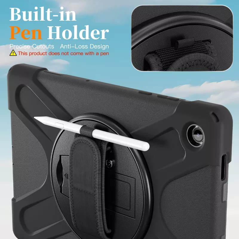 JUST MUST JM Rugged Case Grip for Samsung Galaxy Tab A11+ su rankena Juoda