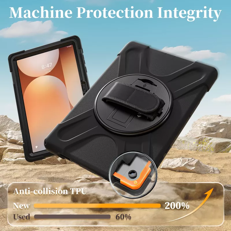 JUST MUST JM Rugged Case Grip for Samsung Galaxy Tab A11+ su rankena Juoda