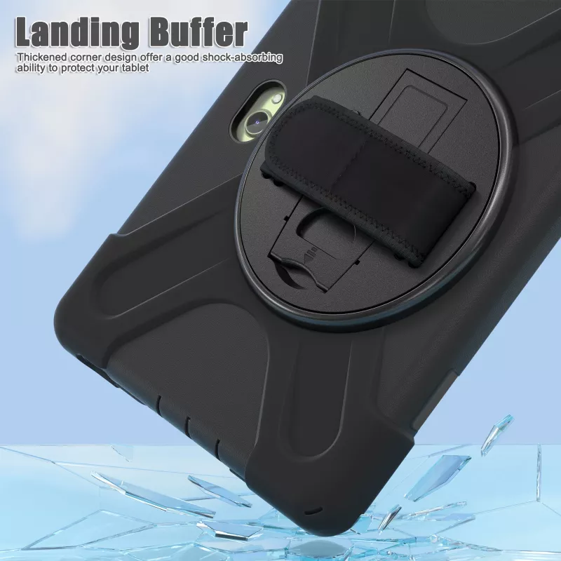 JUST MUST JM Rugged Case Grip, skirta Samsung Galaxy Tab Active Pro / Active4 Pro / Active5 Pro, su dirželiu, juoda