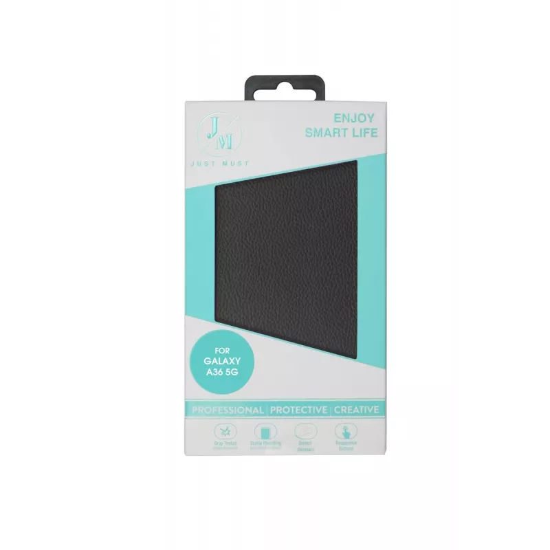 JUST MUST JM STAND FLIP CASE, skirtas Galaxy A36, juodos spalvos