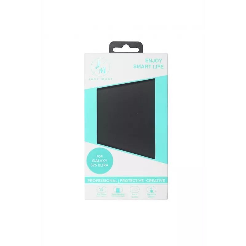 JUST MUST JM STAND FLIP CASE, skirtas „Galaxy S26 Ultra“, juodos spalvos