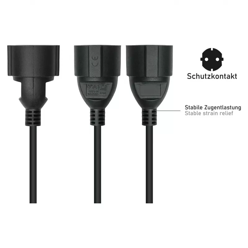 Kabelmeister C14 į Schuko lizdą adapterio laidas 0,15 m, juodas