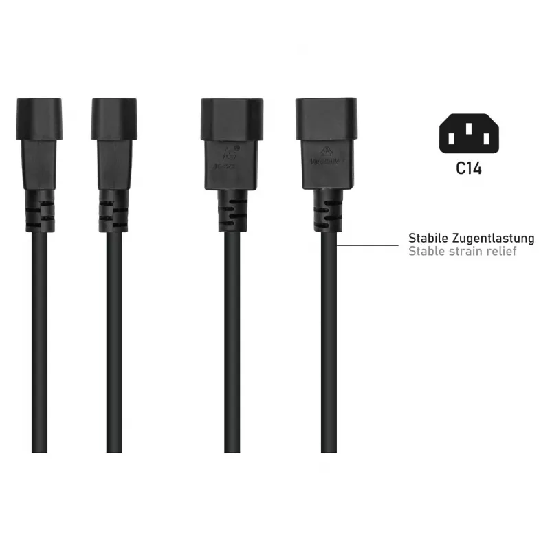 Kabelmeister C14 į Schuko lizdą adapterio laidas 0,15 m, juodas