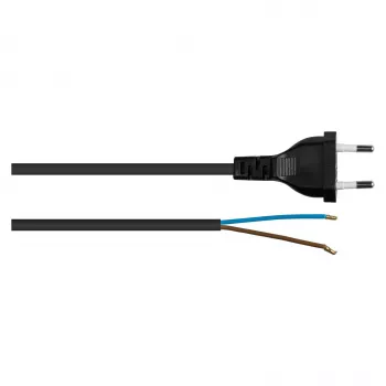 Kabelmeister Euro Power Cable su atviru galu, H03VVH2-F, 2 x 0.75 mm², 3 m, juodas