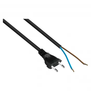 Kabelmeister Euro Power Cable su atviru galu, H03VVH2-F, 2 x 0.75 mm², 3 m, juodas