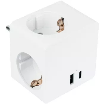 KABELMEISTER SW01-W Maitinimo kubas su 3x Schutzkontakt lizdais, USB-C 20W PD 3.0 ir USB-A 18W, 1,5 m, baltas