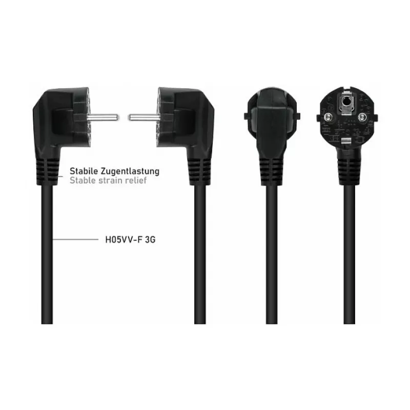 Kabelmeister Schuko kištukas (90° kampu) į 2x IEC C13 Y tipo skirstytuvo kabelis, 2 m, juodas