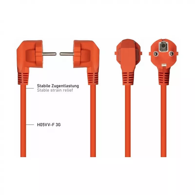 Kabelmeister Schuko į C13 kampinis maitinimo laidas 5m oranžinis