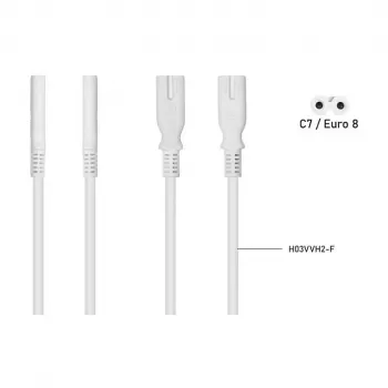 KABELMEISTER SK0877-W003 maitinimo skirstytuvo laidas IEC C8 į 2x IEC C7, 0,3 m, juodas