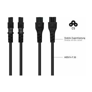 Kabelmeister SK6505-S018 AC maitinimo laidas – itališkas Type I kištukas į IEC C5, juodas, 1,8 m
