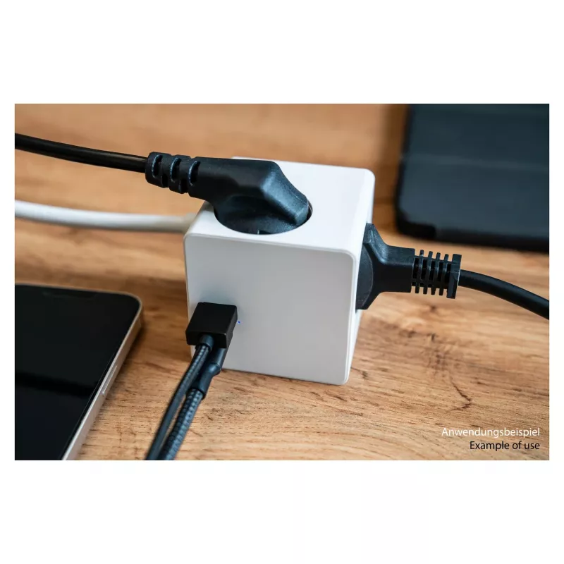 kabelmeister Socket Cube 3 lizdai su USB-C ir USB-A, baltas, 2 m