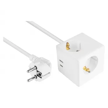 kabelmeister Socket Cube 3 lizdai su USB-C ir USB-A, baltas, 2 m