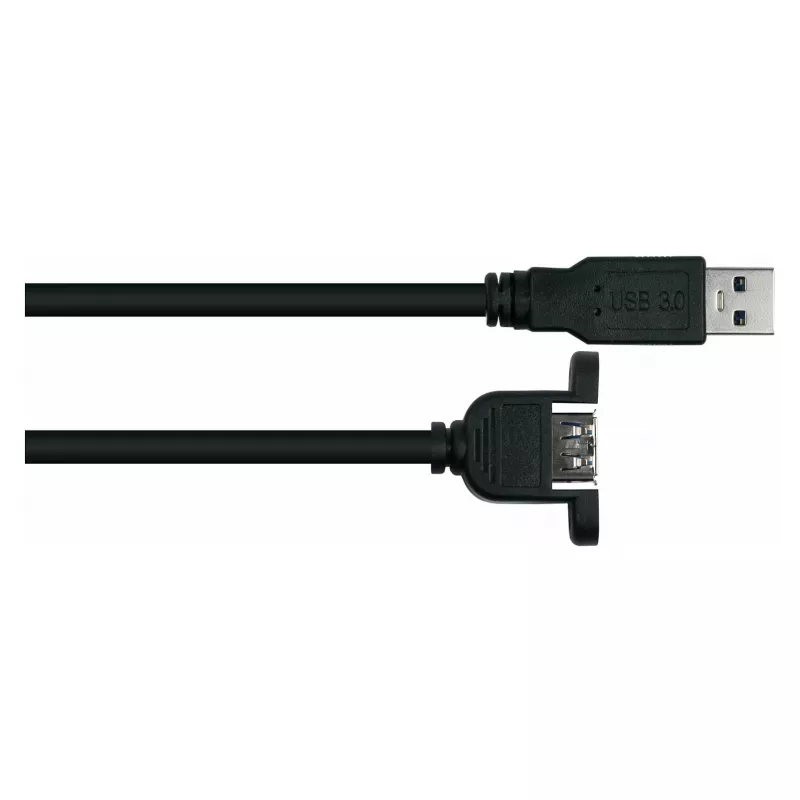 Kabelmeister USB 3.0 prailginimo kabelis, montuojamas į skydą, Type-A kištukas į Type-A lizdą, 0,3 m, juodas, UL sertifikuotas