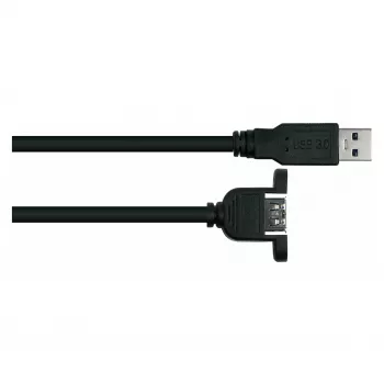 Kabelmeister USB 3.0 Panel Mount ilginamasis laidas – Type-A kištukas į lizdą, 3 m, juodas (UL sertifikuotas)