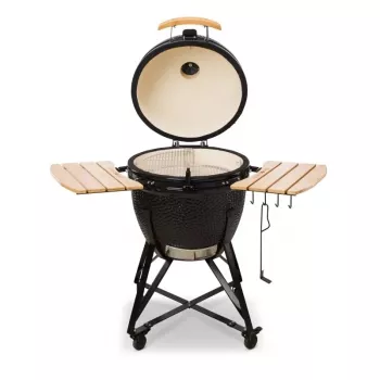Kamado Bono Grande keraminis grilis 23 inch su anglimis ir vežimėliu, juodas | Kur.lt